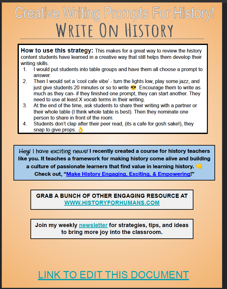 creative writing prompts for history