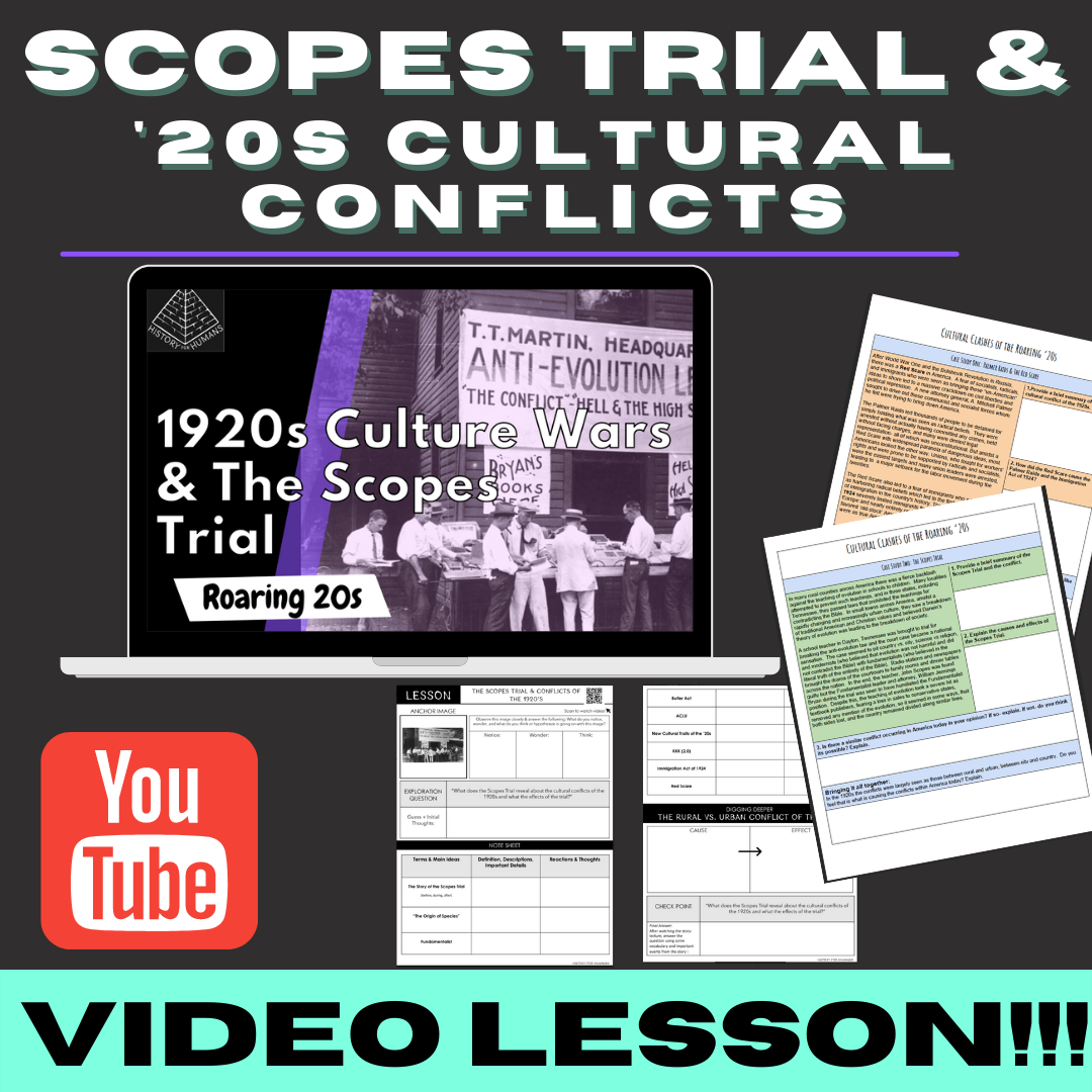 🇺🇸 ️📚 The Scopes Trial & the Roaring Twenties Lesson & Video History